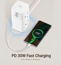 بقوة 2500 واط USB ومنفذ Type_C مشترك كهربائي ب 4 منافذ للفيش و منفذين
