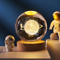 [HH00005290] Saturn Planet Lighting Crystal Ball Wooden Base